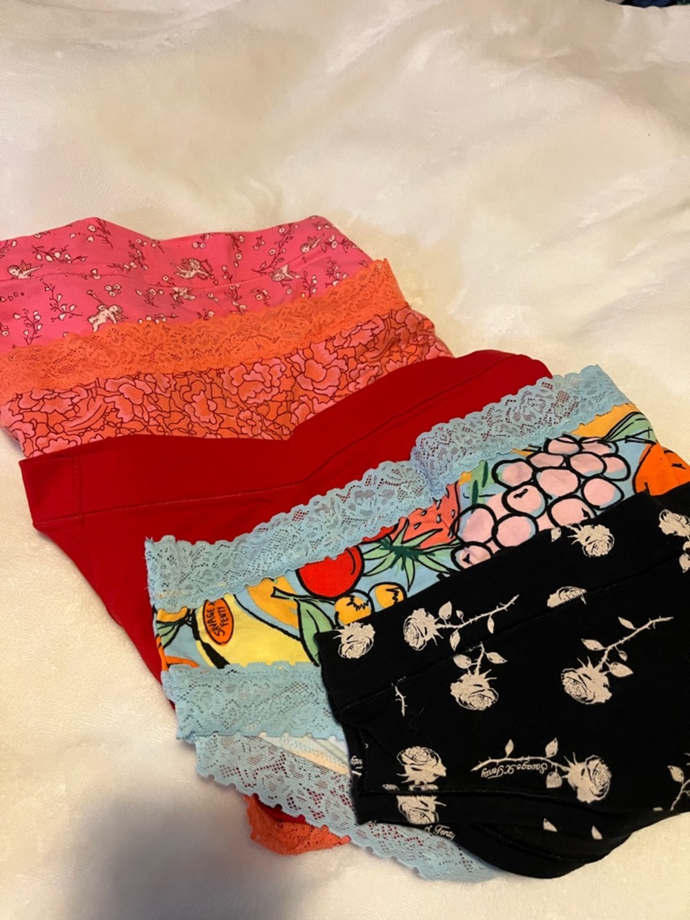 Savage X Fenty Mixed Color Lace-Trim Brief - Pink, Orange, Red, Blue, Black NWOT